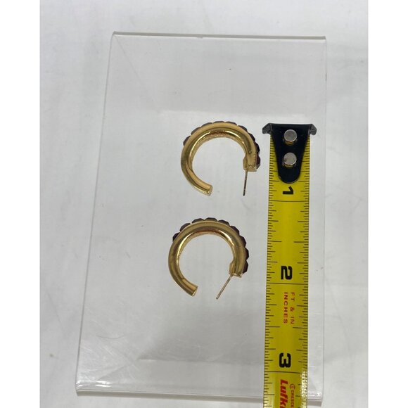 Givenchy Gold-Plated Hoop Earrings With Amethyst-Colored Crystal Accents - Picture 7 of 7